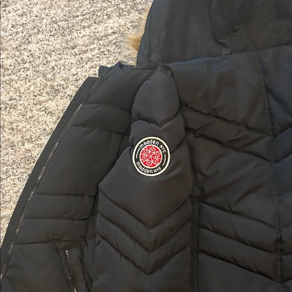 Madden Black Puffer Jacket with Faux Fur Hood size MM - Picture 15 of 16